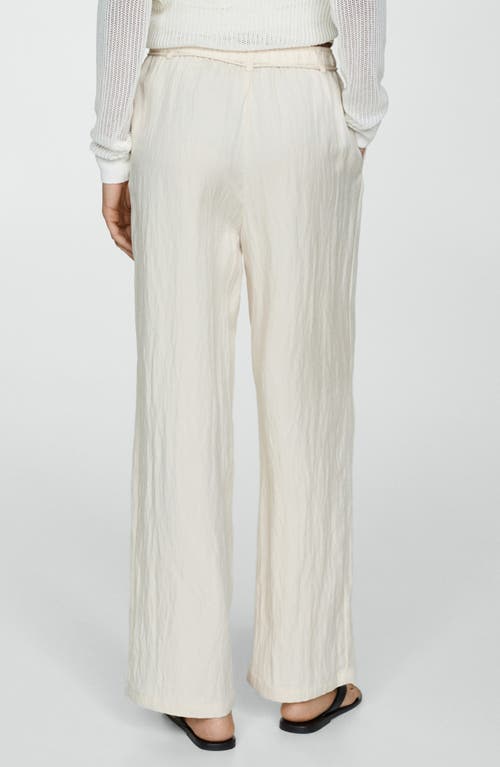Mango Pull-on Relaxed Straight Leg Pants In Ecru