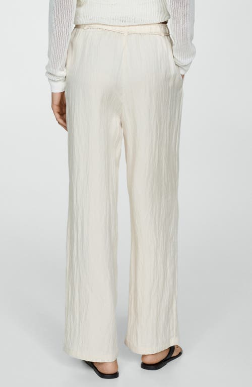 Shop Mango Pull-on Relaxed Straight Leg Pants In Ecru