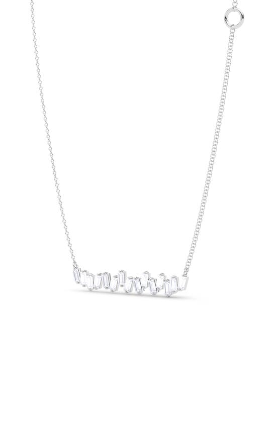 Hautecarat Baguette Lab-created Diamond Bar Pendant Necklace In 18k White Gold