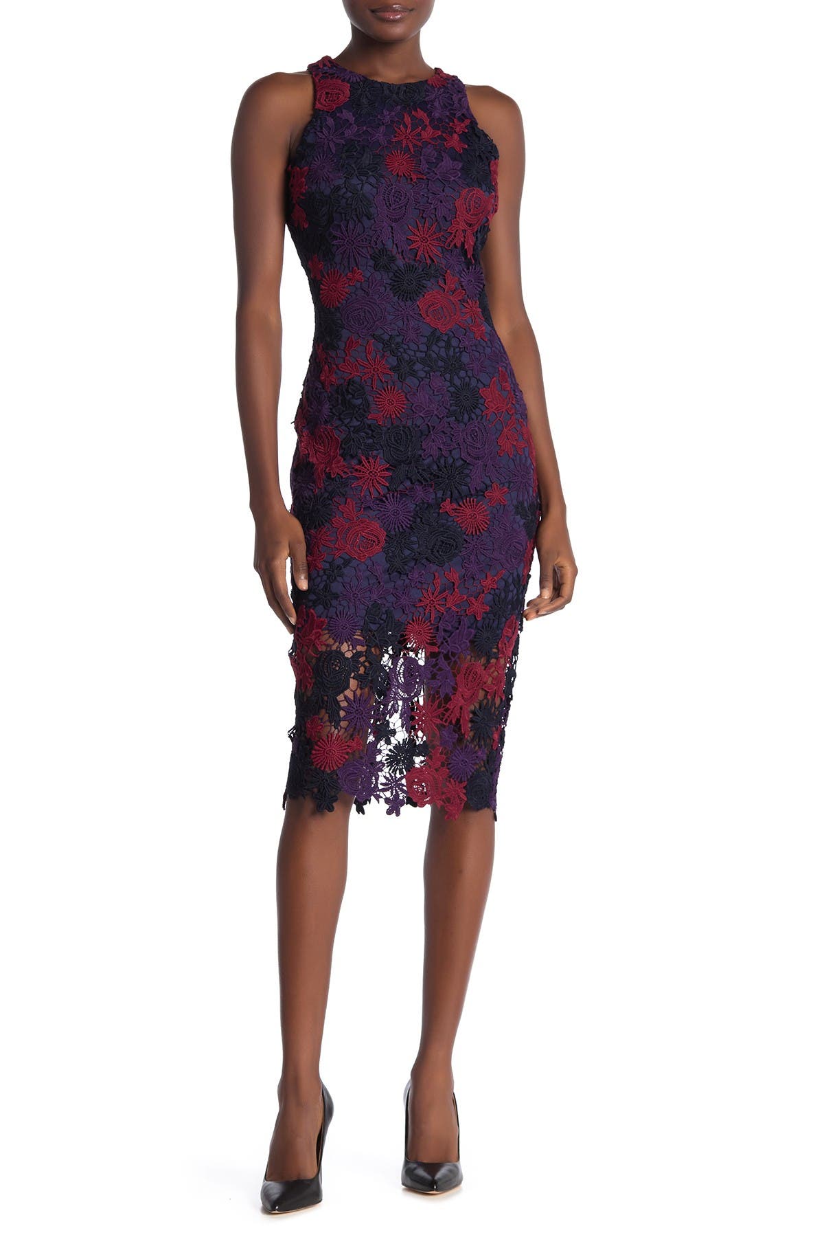 alexia admor floral lace midi dress