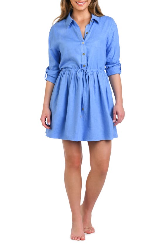Shop La Blanca Delphine Cover-up Shirtdress In Chambray