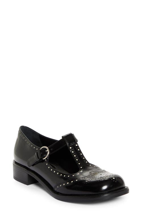 Shop Miu Miu Wingtip Mary Jane In Nero/avorio