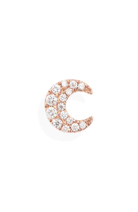Maria Tash Diamond Moon Threaded Stud Earring In Rose Gold