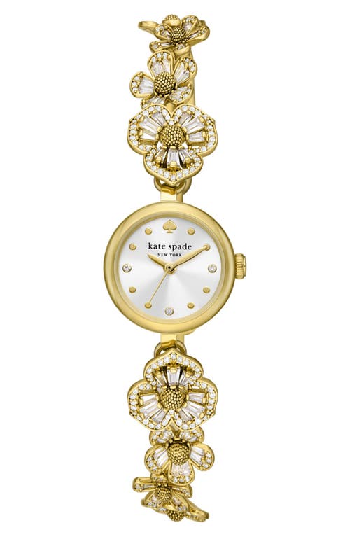 Kate Spade New York monroe floral crystal strap watch, 24mm in Gold at Nordstrom