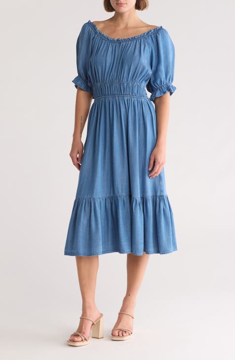 Puff Sleeve Midi Dress