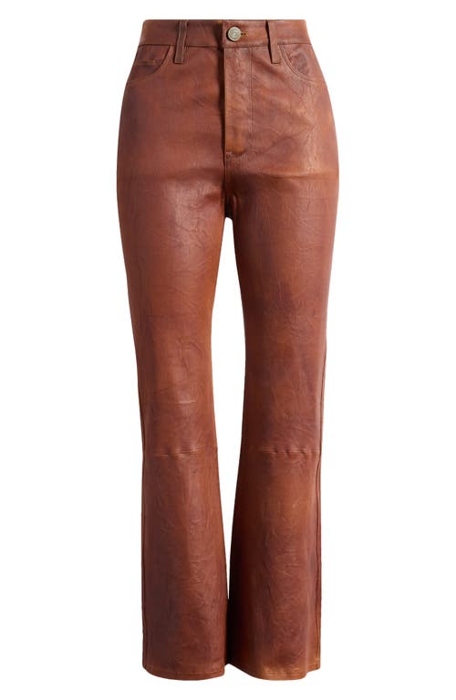 Shop Frame Le Crop Bootcut Leather Pants In Tobacco