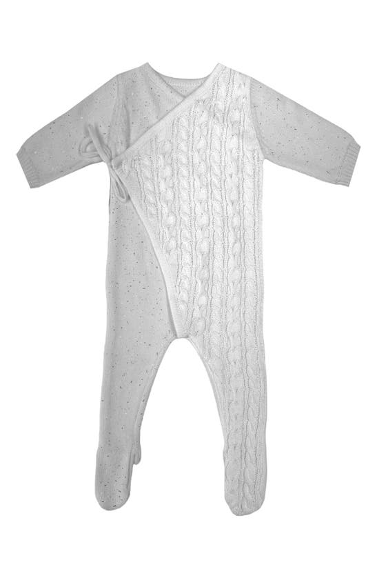 Shop Maniere Cable Knit Cotton Blend Wrap Footie In Ivory
