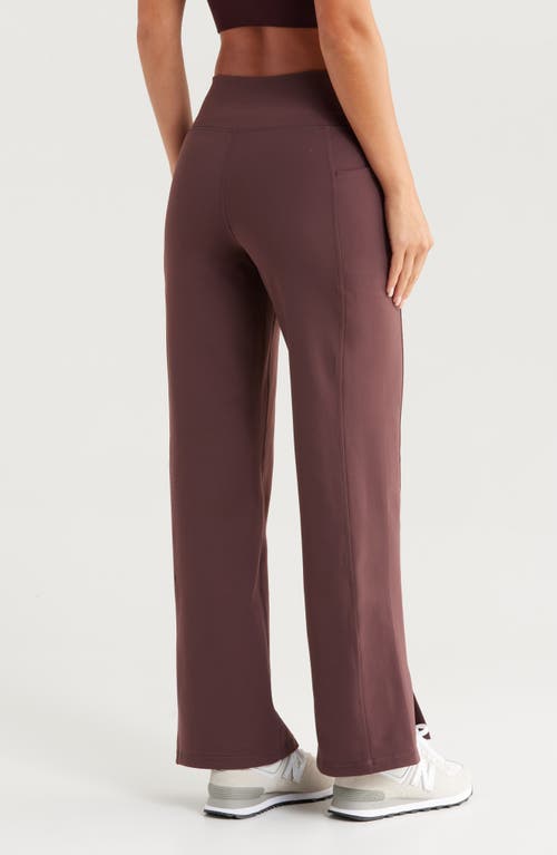 Shop Zella Zelfit High Waist Wide Leg Pocket Pants In Burgundy Fudge