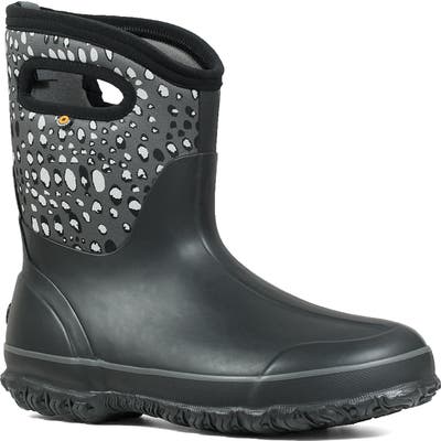 Bogs Classic Mid Appaloosa Insulated Waterproof Rain Boot, Black