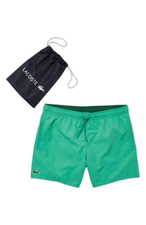 Lacoste Recycled Polyester Swim Trunks In 9ss Clover Green/gre