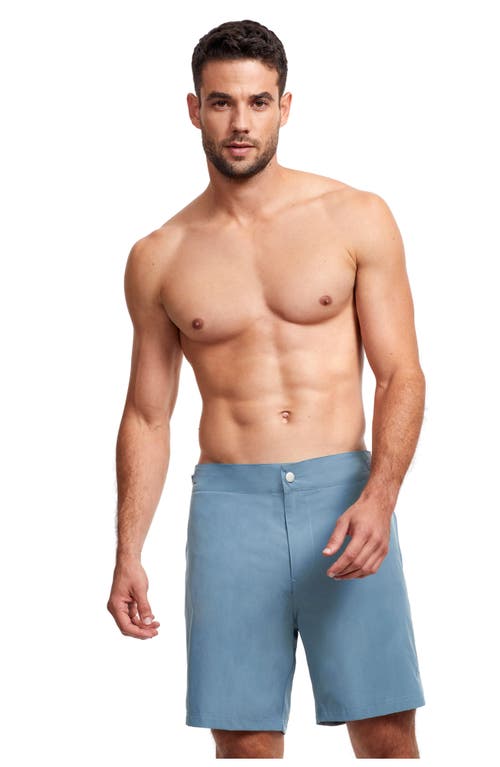 Shop Gottex Men Vacation Mode 9" Swim Shorts In Grey Navy