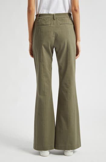 Flared stretch-cotton twill pants