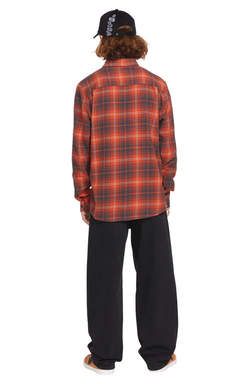 Shop Volcom Caden Plaid Button-up Shirt In Bright Red