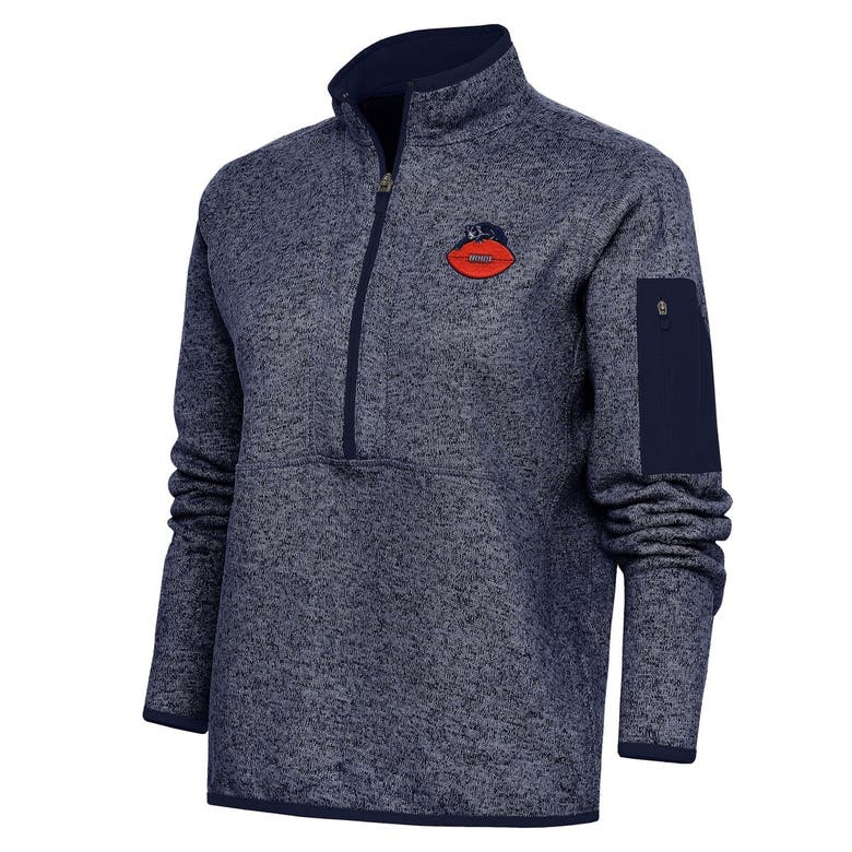 Shop Antigua Heather Navy Chicago Bears Throwback Logo Fortune Half-zip Pullover Jacket