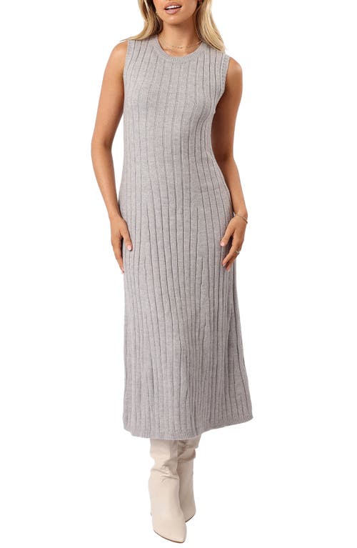 Petal & Pup Kellie Sleeveless Rib Midi Sweater Dress in Grey 