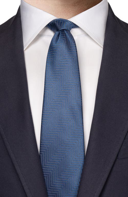 Shop Eton Herringbone Microdot Silk Tie In Dark Blue