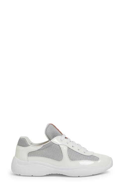Prada Mesh Stitching Leisure Sports Shoes In Bianco/argento