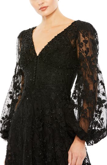 Mac Duggal Embroidered Bishop Sleeve Gown | Nordstrom