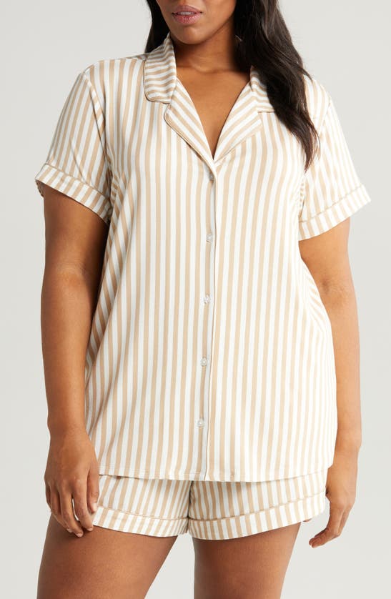 Shop Nordstrom Moonlight Eco Short Pajamas In Beige Hummus Skinny Stripe