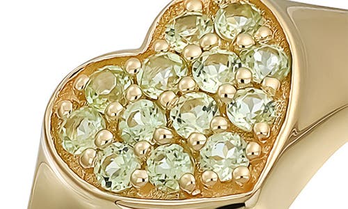 Bony Levy 14k Gold Pavé Peridot Heart Signet Ring In 14k Yellow Gold