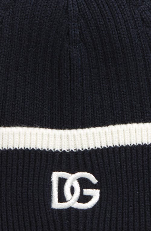 Shop Dolce & Gabbana Dolce&gabbana Logo Embroidered Beanie In Blu/bianco