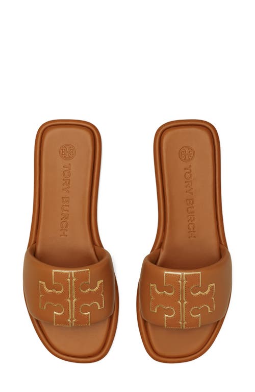 Tory Burch Double-t Leather Sport Slide Sandal In Brown