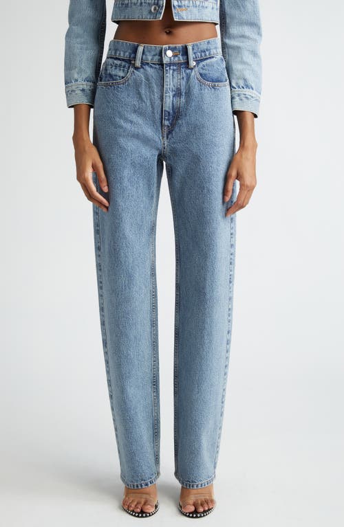 Embellished Relaxed Straight Leg Jeans in Vintage Light Indigo