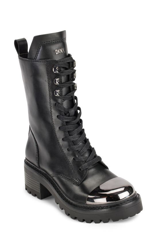 Dkny Barnett Combat Boot In Blk/ Dk Gun