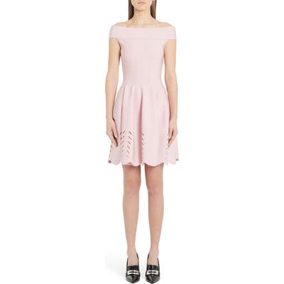Alexander Mcqueen Cutout Scallop Off The Shoulder Sweater Dress