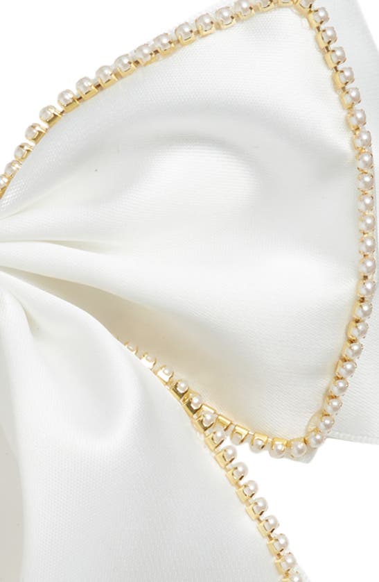 Shop Bp. Large Imitation Pearl Trim Satin Bow Barrette In White