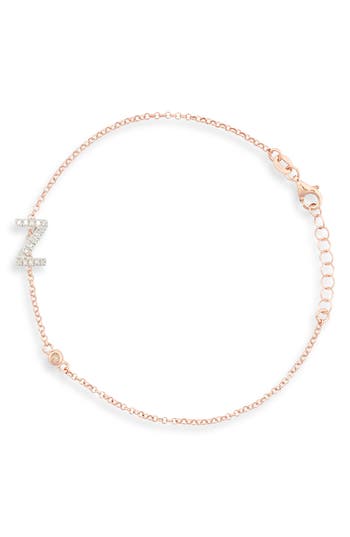 Meshmerise Diamond Initial Bezel Bracelet In Rose-z