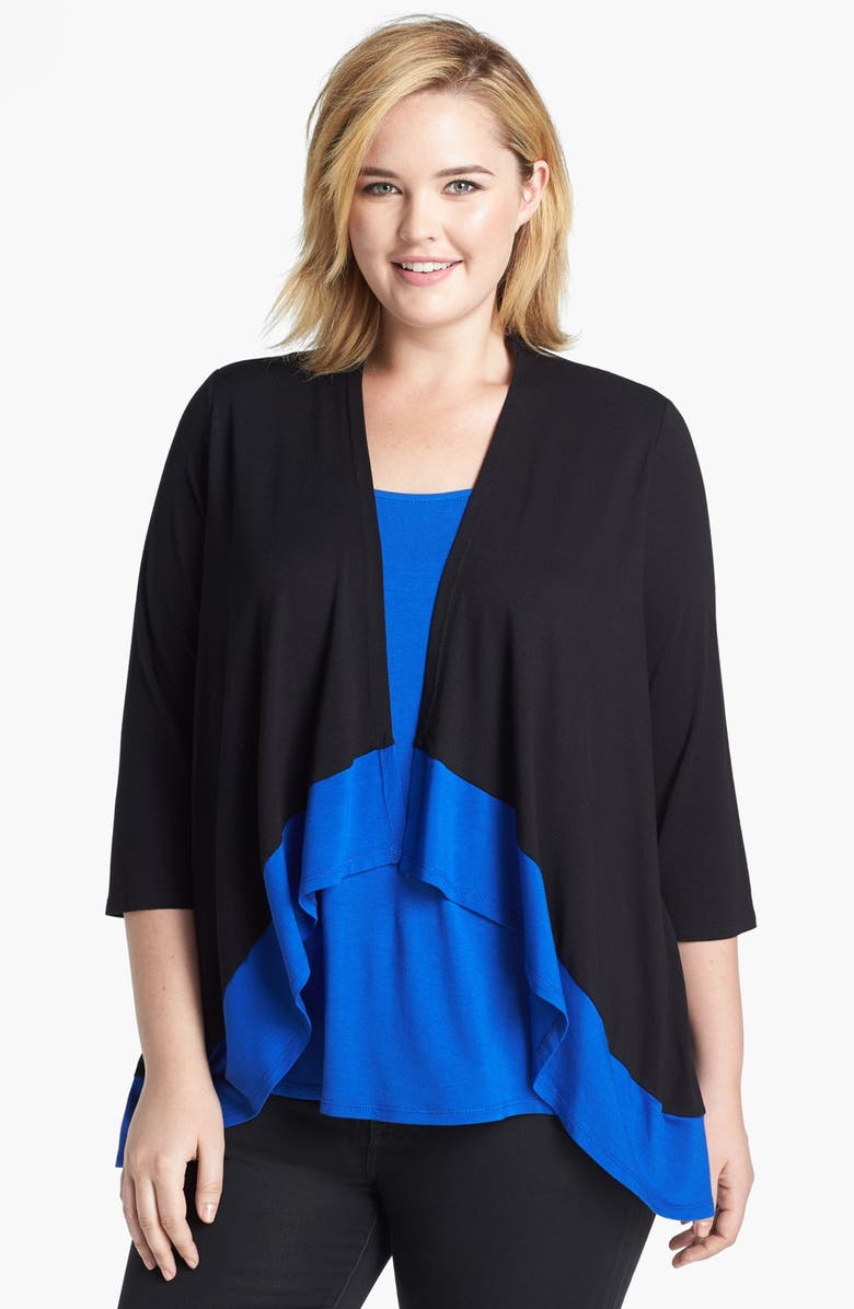 Evans Colorblock Cardigan with Faux Camisole Insert (Plus Size) | Nordstrom