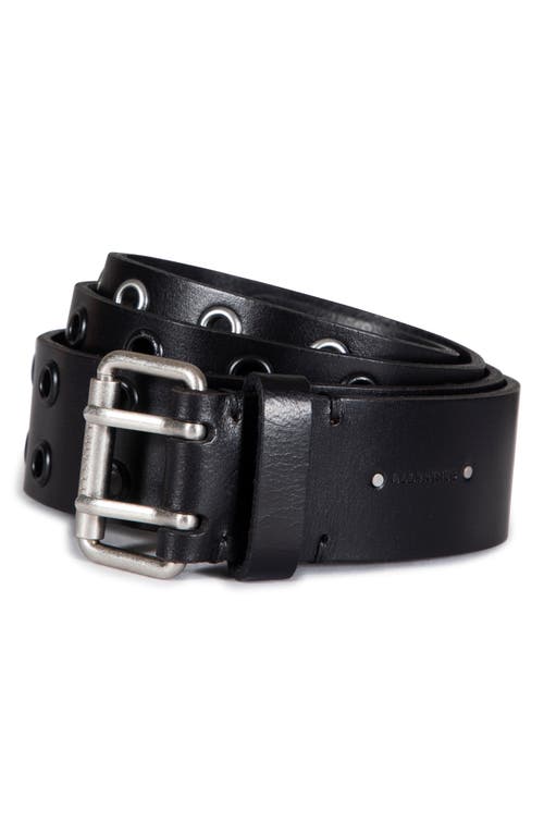 Allsaints Double Prong Belt In Black/matte Black