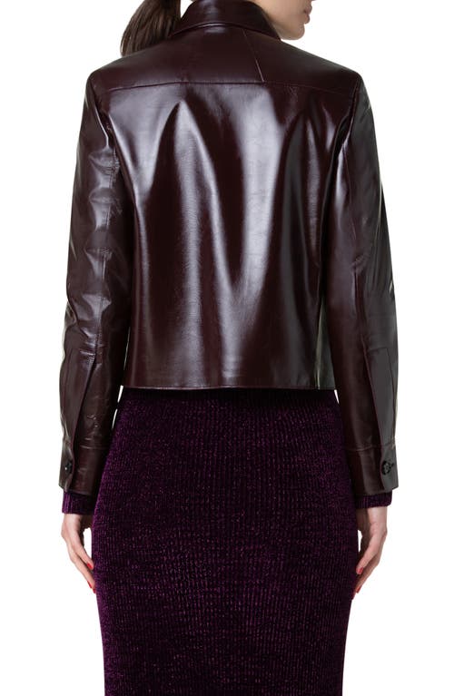 Shop Akris Talitha Leather Shirt Jacket In Purple