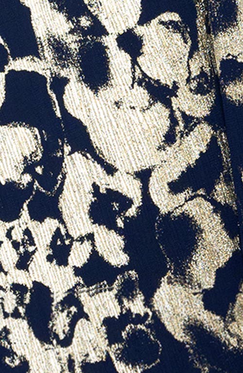 Betsy & Adam Petites Womens Metallic Polyester Evening Dress In Blue