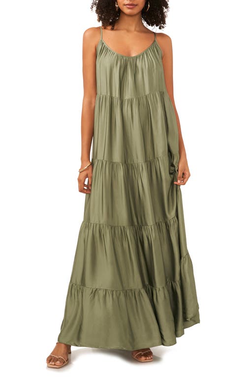 Vince Camuto Shirred Tiered Maxi Dress Olive Mist at Nordstrom,