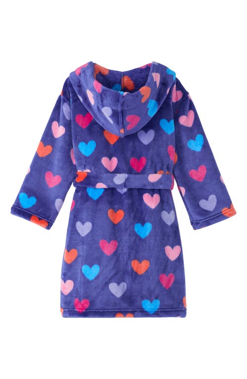 Shop Hatley Kids' Heart Print Hooded Fleece Robe In Royal Blue