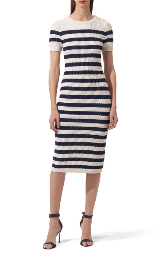 CAROLINA HERRERA CAROLINA HERRERA STRIPE SILK & COTTON SWEATER DRESS 