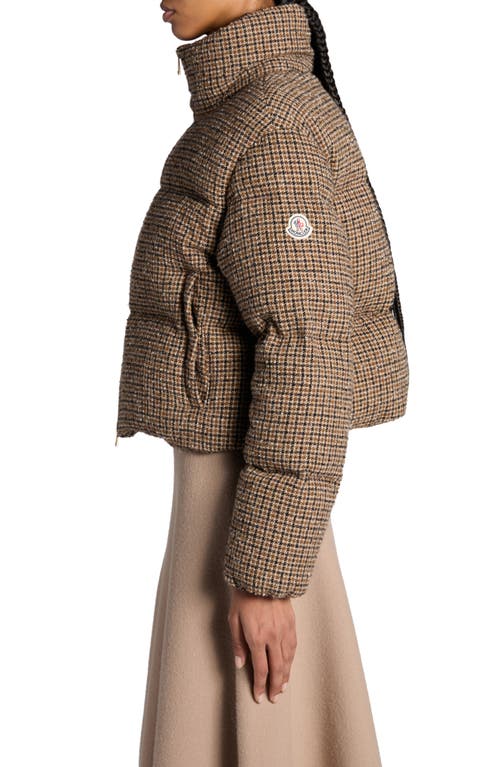 Shop Moncler Seboune Houndstooth Down Jacket In Beige