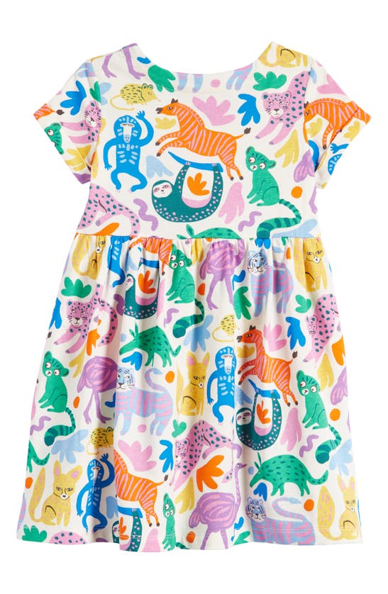 Shop Mini Boden Kids' Safari Print Cotton Jersey Dress In Multi Safari Friends