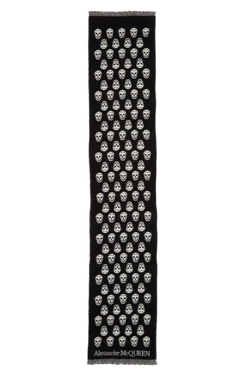 Alexander McQueen Skull Wool Scarf in Black/Ivory at Nordstrom