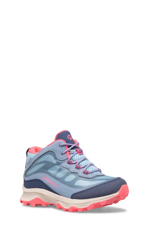 Shop Merrell Moab Speed Waterproof Mid Top Sneaker In Dusty Blue/coral