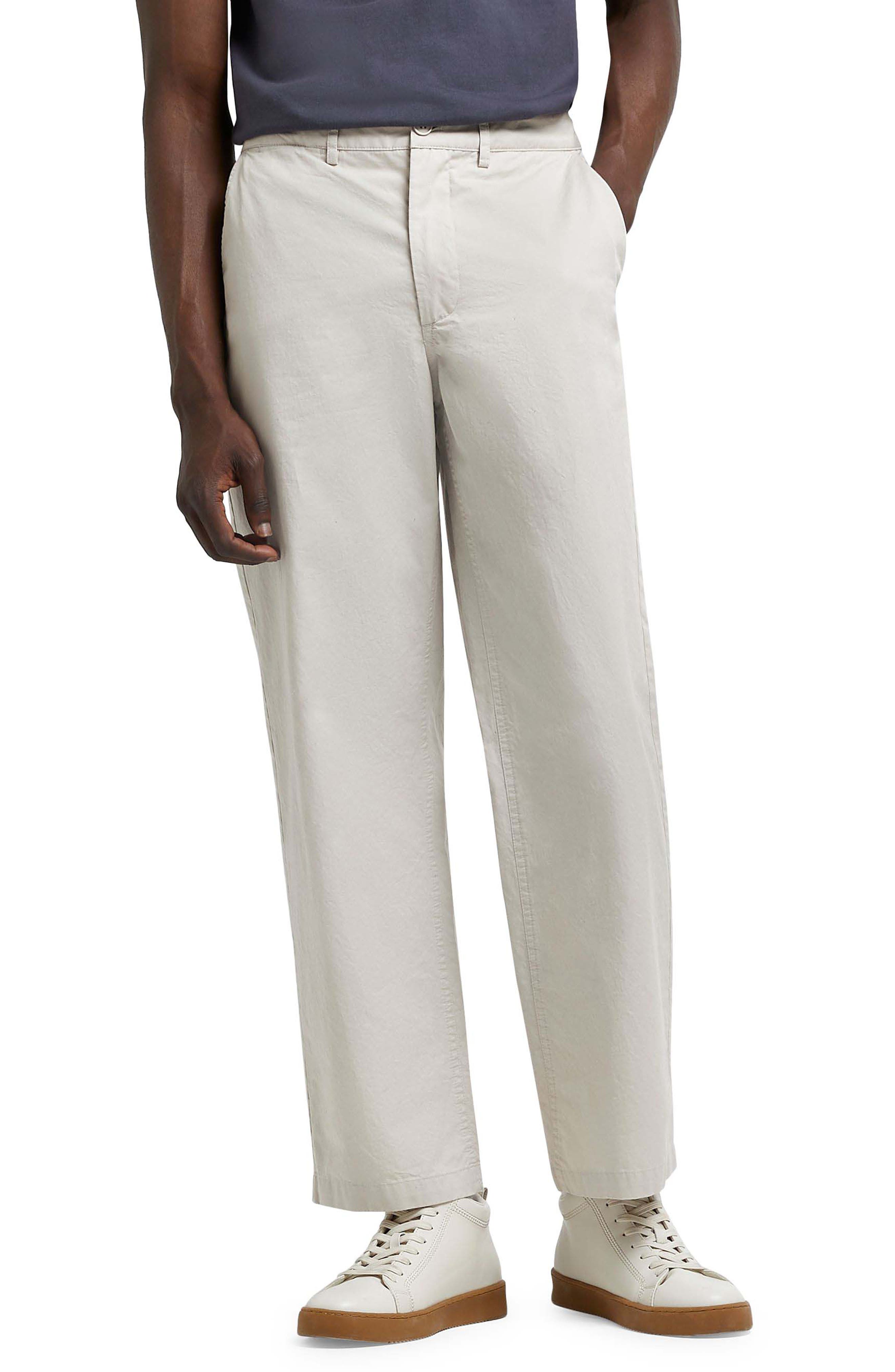Mfasica Mens Relaxed-Fit Pure Color Summer Leisure Flat Front Trousers