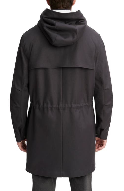 Shop Vince Cotton Parka With Removable Faux Shearling Hood In Soft Black/deco Crea