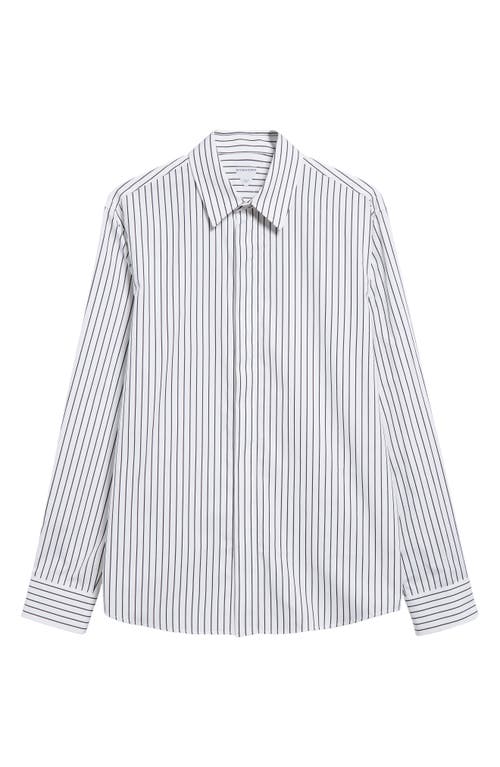 Shop Bottega Veneta Pinstripe Cotton Poplin Button-up Shirt In 9003 White/black