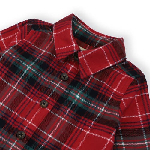 Hope & Henry Baby Organic Long Sleeve Button Front Romper, Infant In Rich Red Plaid