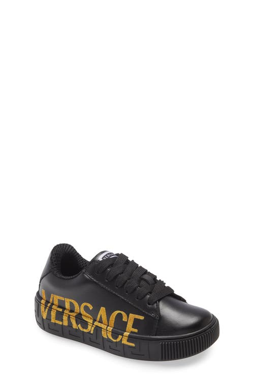 Versace Kids' Greca Logo Low Top Sneaker in Black