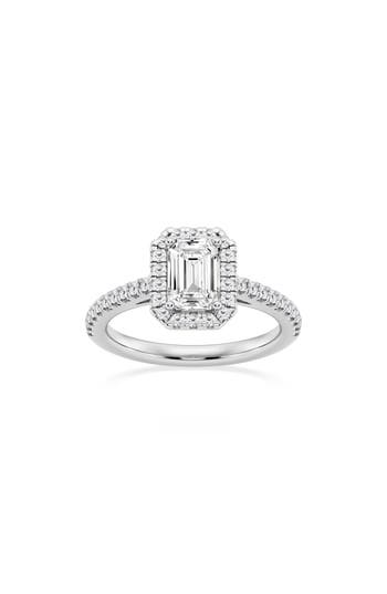 Shop Badgley Mischka Collection Emerald Cut Lab Created Diamond Pavé Ring In Platinum