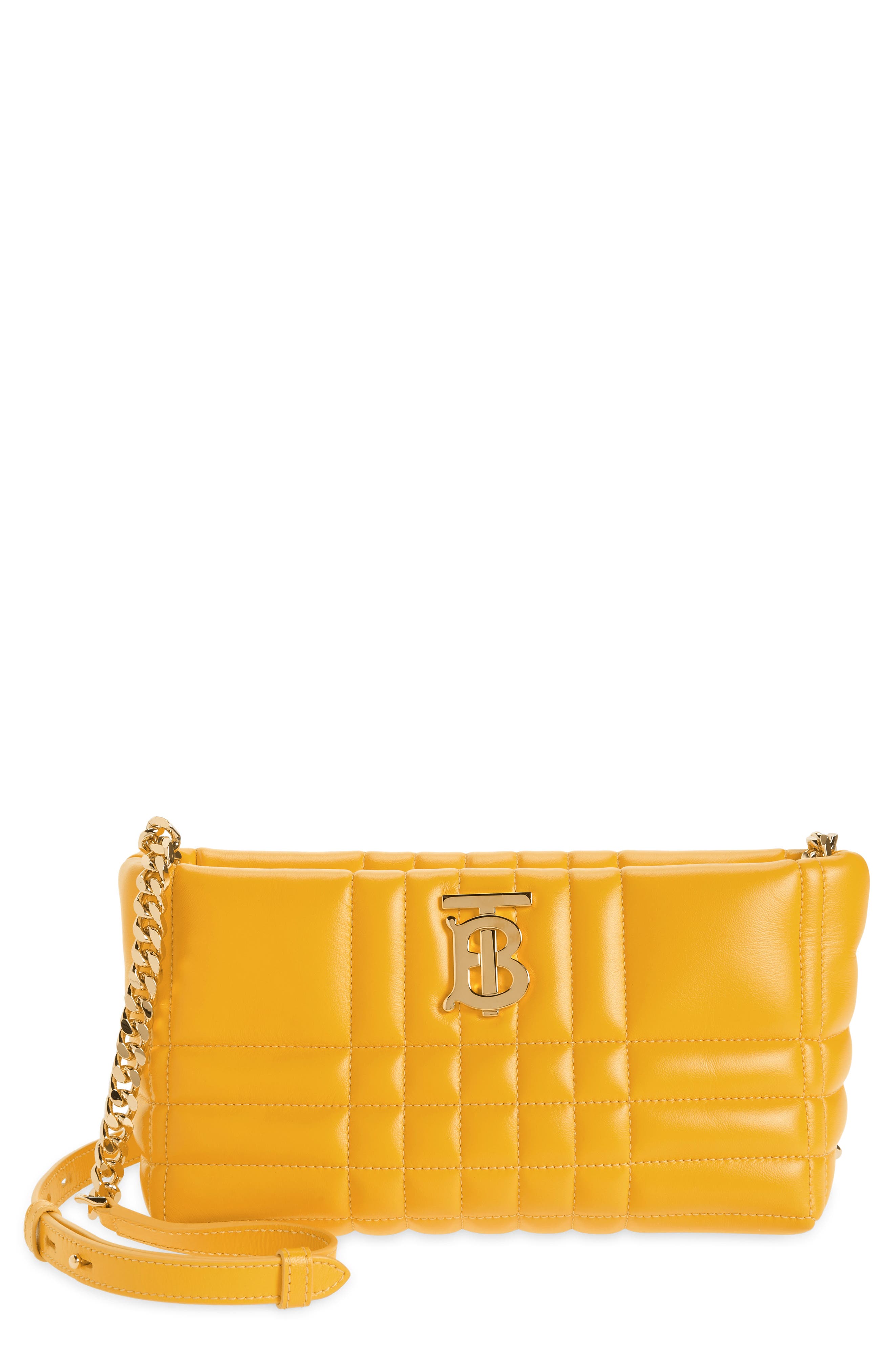 Burberry Small Lola Check Quilted Leather Crossbody Bag in Deep Saffron at Nordstrom