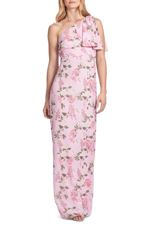 Sachin & Babi Chelsea Floral One-shoulder Gown In Pink Pearl Wisteria